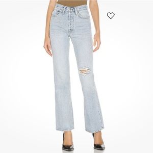 Re/Done New 70s Bootcut Jean Pant In Light Worn Blue Denim High Waist Sz 30